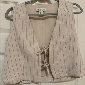 Stylish Cream and Black Striped Crop Top